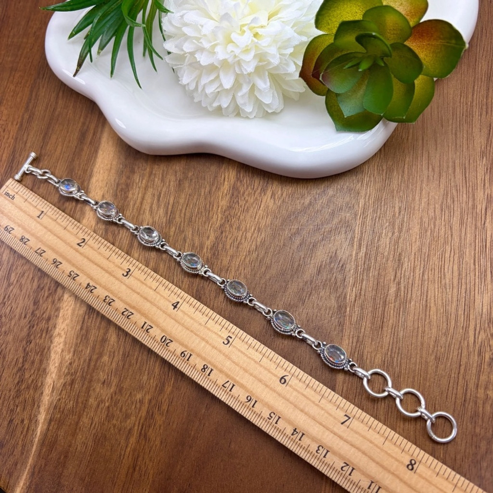 Boho Southwest Mystic Topaz Bracelet Boho Vintage Handmade New 925 - Picture 4 of 6